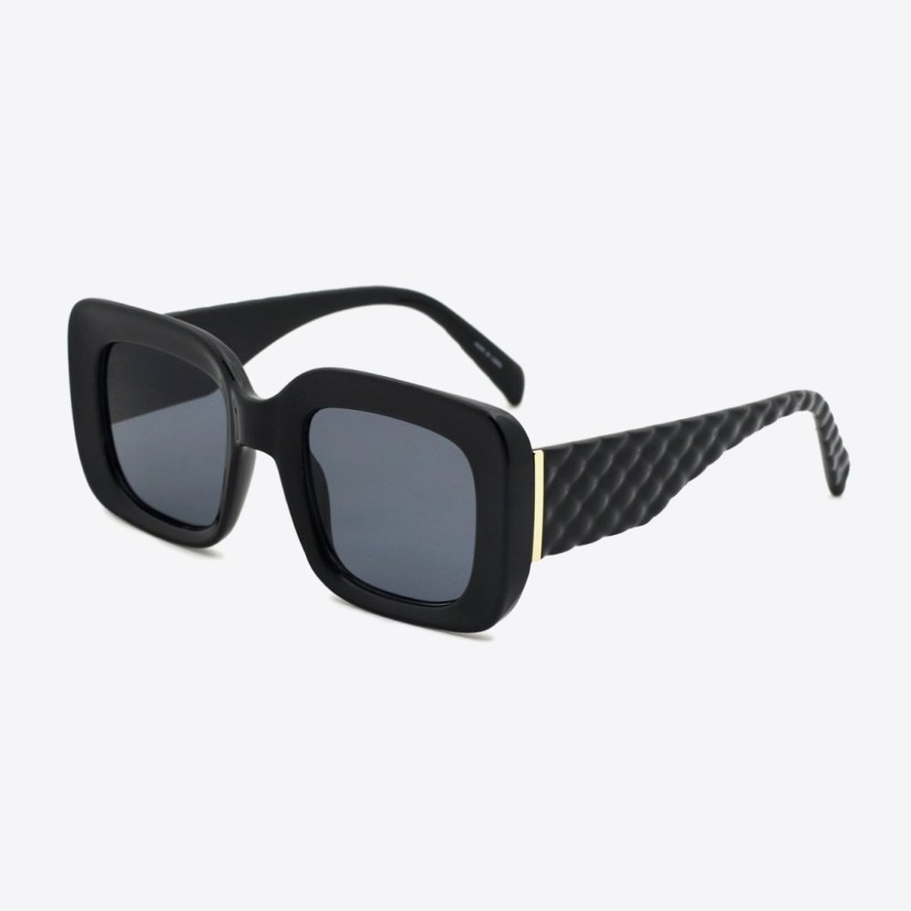 UV400 Square Polycarbonate Sunglasses in Black